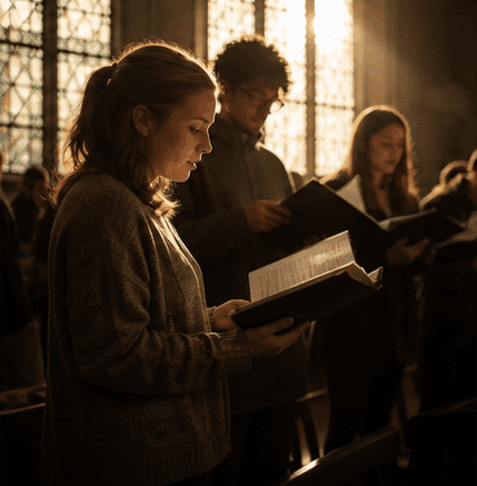 Comunidade cantando na Catedral